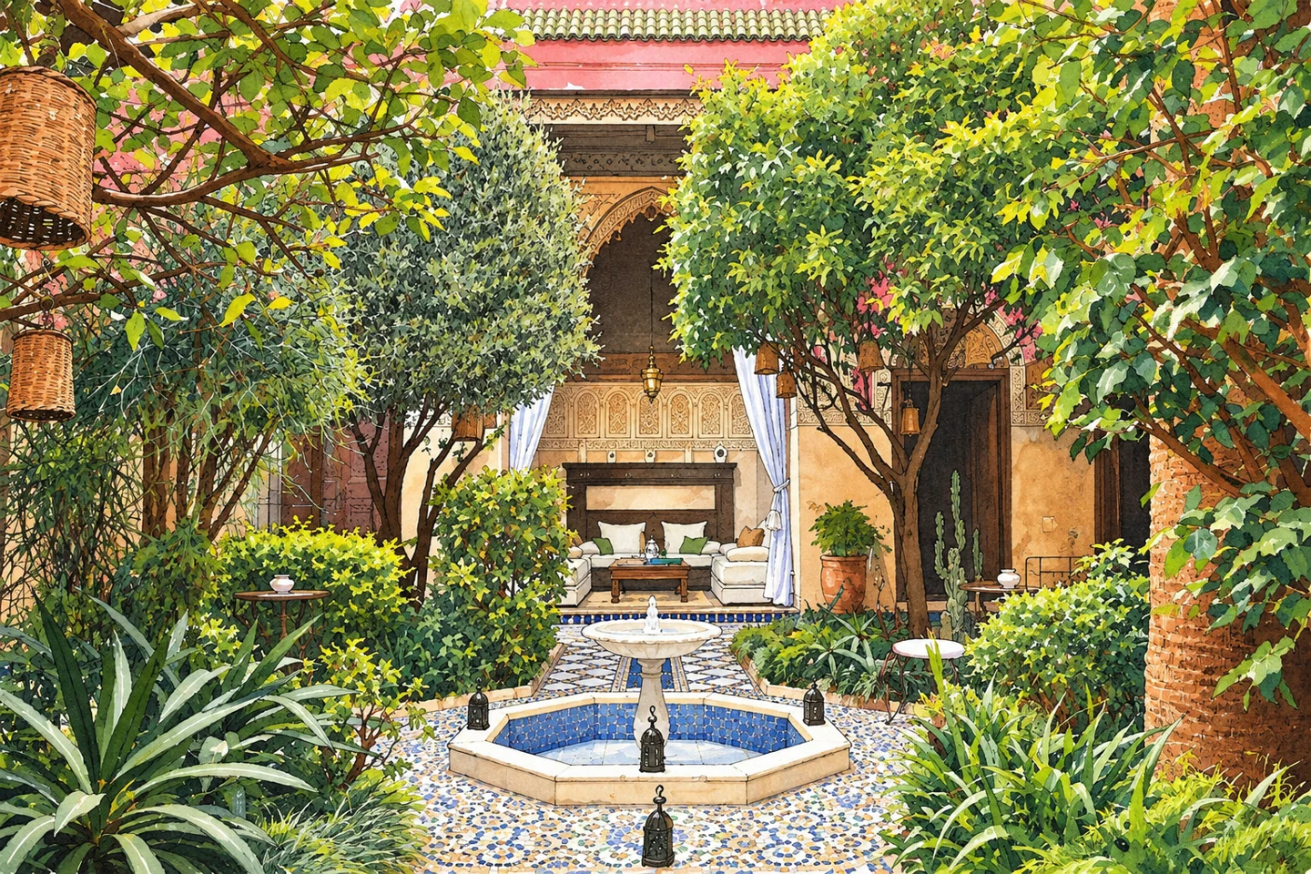 Riad L'Aziza โ Illustration based on a real photograph of the property on Booking.com. Riad L'Aziza โ Illustration based on a real photograph of the property on Booking.com.