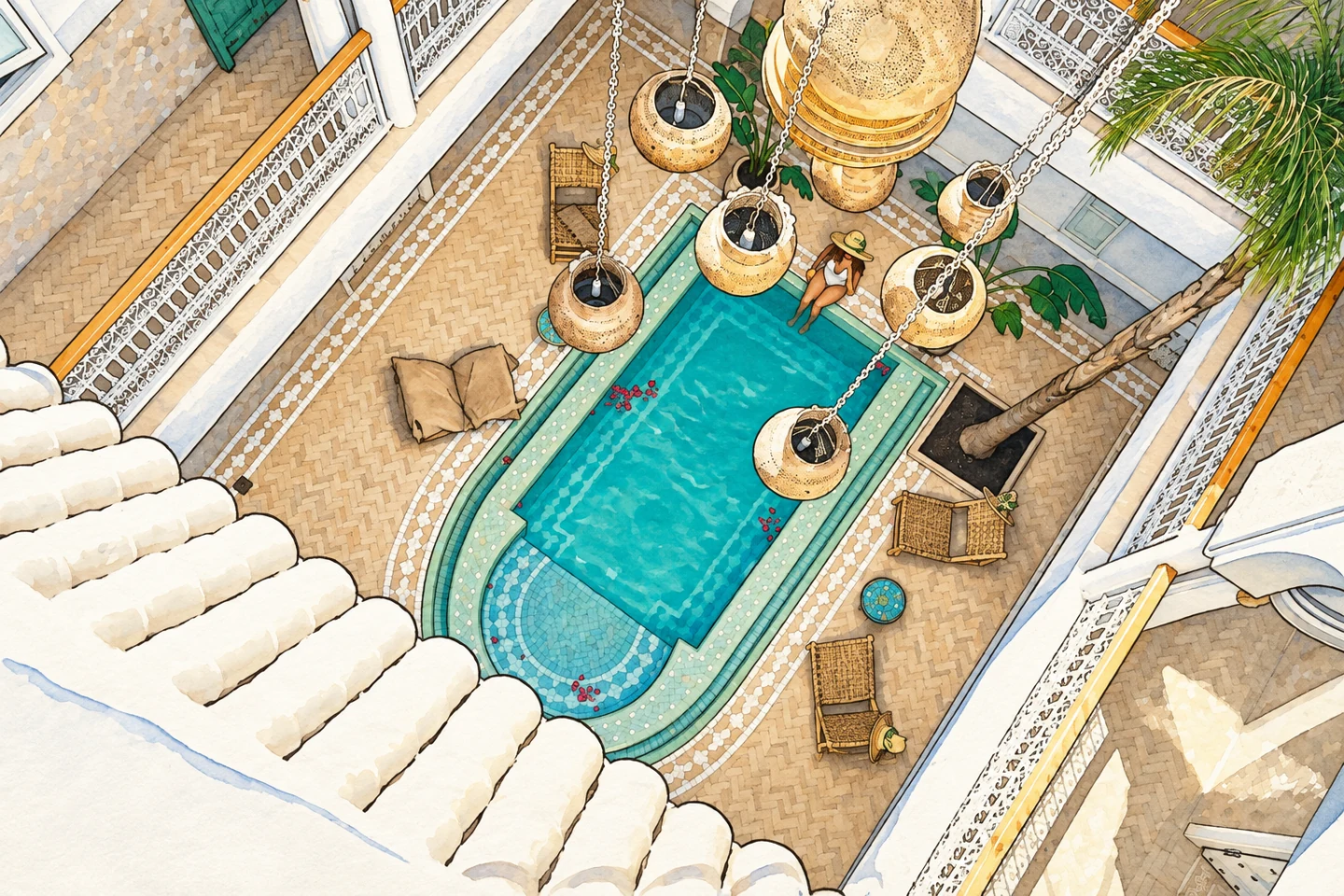 Riad Zayn & Spa — Illustration réalisée à partir d’une photographie réelle de l’établissement sur Booking.com. Riad Zayn & Spa — Illustration réalisée à partir d’une photographie réelle de l’établissement sur Booking.com.
